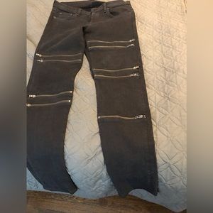 Rag and bone black zipper jeans